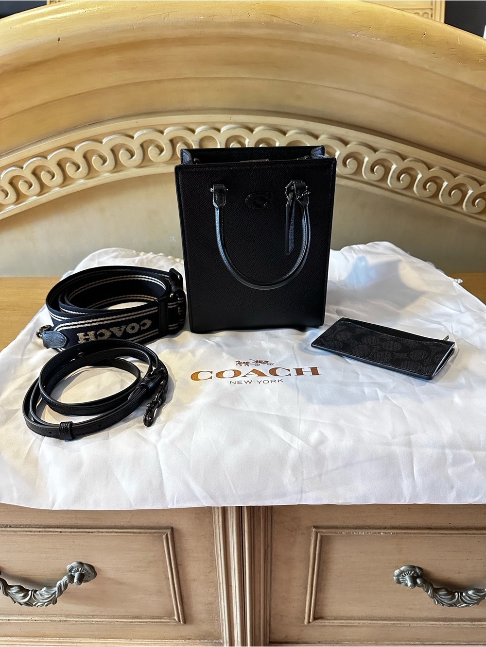 Coach Black Mini Tote with Detachable Logos Strap and Card Sleeve